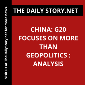 China: G20 Focuses on More than Geopolitics : Analysis