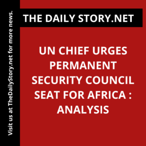 UN Chief Urges Permanent Security Council Seat for Africa : Analysis