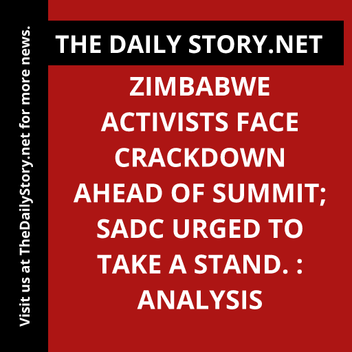 Zimbabwe activists face crackdown ahead of summit; SADC urged to take a stand. : Analysis
