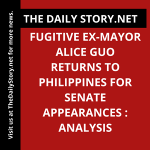 Fugitive Ex-Mayor Alice Guo Returns to Philippines for Senate Appearances : Analysis